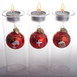 KUGLER 3 STK HJERTE-FLAG-TROMME 5 CM